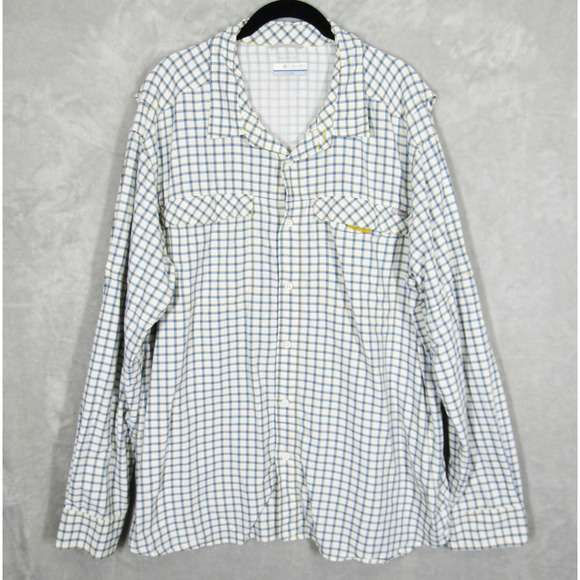 Columbia Other - Columbia Mens Shirt XXL Button Up Blue Yellow Plaid Performance Fishing Outdoor